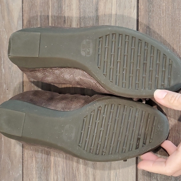 The FLEXX Womens Comfort Metallic wedge shoes Loafer sz 7 - Picture 9 of 10